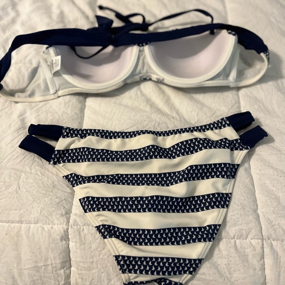 EXC RARE Venus Blue And White Sale Boat  Swimsuit Bikini Top B‎ & Bottom 8 - Picture 6 of 6